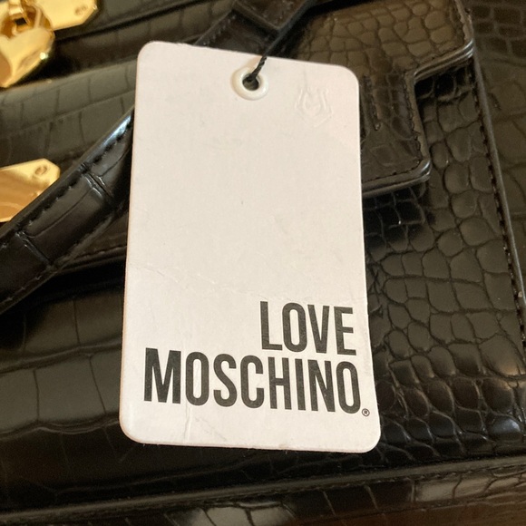 Love Moschino Croc Embossed Vegan Leather Heart Charm Tote with Dust Bag NWT - Picture 11 of 12